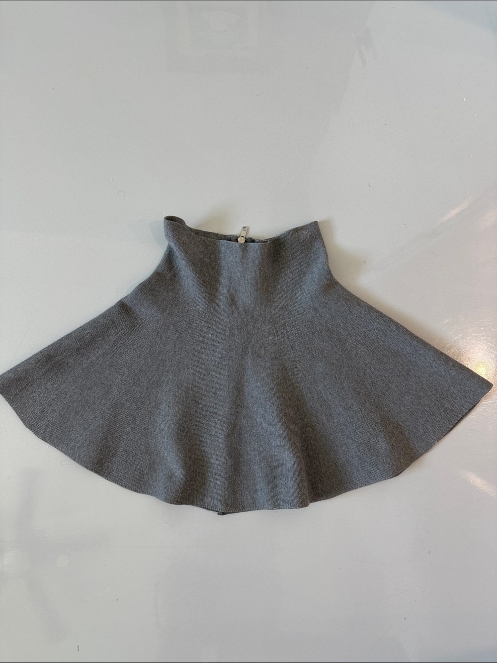 Asilio Gray Circle Skirt - High-Waist Flared Knit